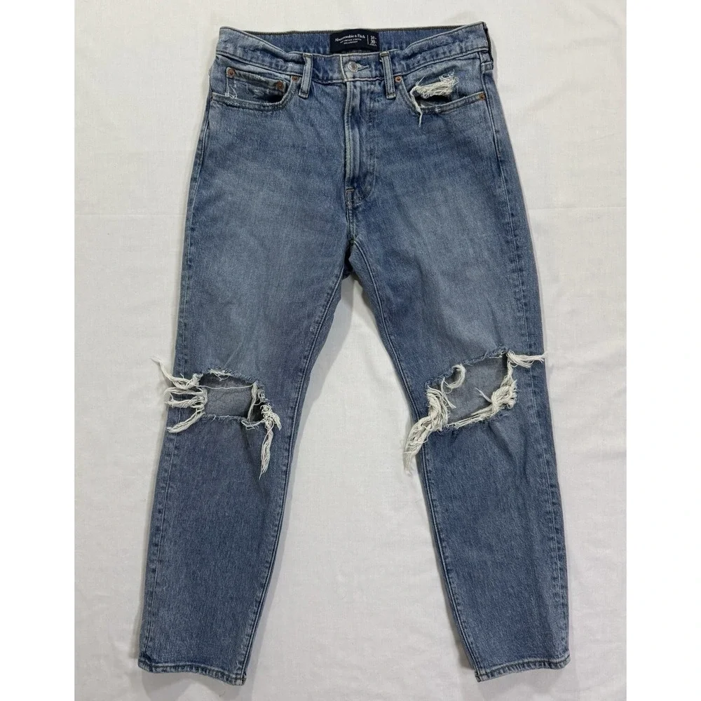 Abercrombie & Fitch 90s Straight Jeans‎ 31x30 Mens Light Wash Vintage Stretch